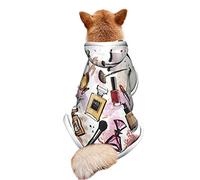 Cosmetic and Makeup Theme Pattern Print Dog Winter Coat Plush Coat Hooded Cloak Costume Multi-Use Pet Blanket Cover for Small Dogs Cats Outfits.