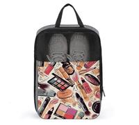 Cosmetic And Makeup Theme Pattern Shoe Bag for Travel Water-Resistant Shoe Pouch for Gym Portable Sneaker Bag with Zipper Travel Luggage Shoes Organizer Soccer Cleats Bag for Gym, Luggage