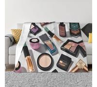 Cosmetic and Makeup Theme Pattern Throw Blankets Flannel Blanket Warm Cozy Bed Blanket Lightweight Soft Blankets for Couch Sofa Bed Chair Home Decor 80"X60"
