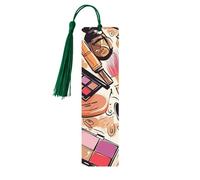 Cosmetic and Makeup Theme Pattern Wood Bookmark for Book Lovers Birthday Teachers Gift, Handmade Craft Book Marks Ornaments with Tassel Exquisite Reading Page Markers for Men Women