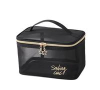Cosmetic Bag 1Pc Mesh Cosmetic Bag Makeup Bags Black Zipper Pouch for Offices Travel Storage Toiletry(Monolayer)