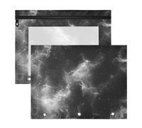 Cosmetic Bag 3-Holes Storage Bag for 3 Rings Binder 2 Pack Students School Supplies Fog Black Mystery