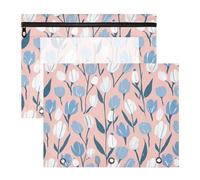 Cosmetic Bag Adorable Storage Bag for A4 Paper Letter 2 Pack Teacher Classroom Supplies Blue and White Tulips Pastel