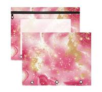 Cosmetic Bag Clear Storage Bag for A4 Paper Letter 2 Pack Students Storing School Students Teacher Supplies Golden Peach Waves Marble