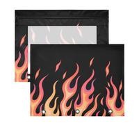 Cosmetic Bag Clear Window Pen Holder Case for A4 Paper Letter 2 Pack Teacher Class Flowing Fire Orange Giraffe