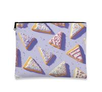 Cosmetic Bag, Colorful Biscuits Pattern Travel Makeup Pouch for Women, Portable Small Zipper Organizer, Holiday Skincare Toiletry Bag, Violet, 7x9 Inch, Biscuit