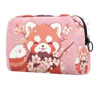 Cosmetic Bag Cute Red Panda Cherry Blossom Travel Toiletry Bag Makeup Organizer Case for Women