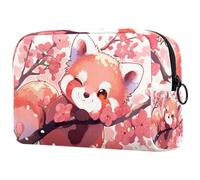 Cosmetic Bag Cute Red Panda Cherry Blossom Travel Toiletry Bag Makeup Organizer Case for Women