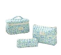 Cosmetic Bag Floral Pattern Makeup Bag Set 3 Counts Large Capacity Travel Cosmetic Bags Zipper Versatile Make-up Organizer Pouches Vanity Cases(Color2)