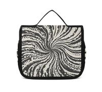 Cosmetic Bag for Women White Leaf Swirl Toiletry Bag Hanging Makeup Bag Travel Bag with Hanging Hook Portable Wash Bag Travel Organizer for Accessories 8.9x7.3 Inch, white, 8.9x2.8x7.3 Inches