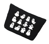 Cosmetic Bag, Ghost Print Make Up Bag, Cute Canvas Zip for Brushes, Pens, School, for Dorm Room, Travel, Camping, Work, Party, Holiday, Gift
