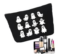 Cosmetic Bag - Halloween Ghost Print Makeup Brush Bag,Canvas Cute Portable Pouch for Women Everyday Organization Room