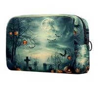 Cosmetic Bag Halloween Pumpkins Graveyard Travel Toiletry Bag Makeup Organizer Case for Women
