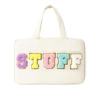 Cosmetic Bag Hanging Toiletry Bag Portable Make Up Case for Women (Beige)