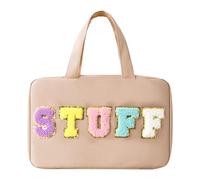 Cosmetic Bag Hanging Toiletry Bag Portable Make Up Case for Women (Khaki)