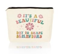 Cosmetic Bag It's A Beautiful Day to Shape Behaviors Print Canvas, Retro Flower Makeup Pouch, Portable Toiletry Organizer Zipper Storage Bag for Daily Use