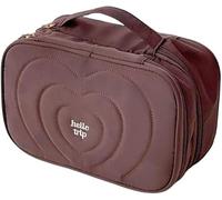 Cosmetic Bag Large Capacity Three-Layer Design Heart-Shaped Pattern for Travel and Daily Use