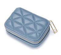 Cosmetic Bag Lipstick Bag Genuine Leather Makeup Case Mini Purse Organizer Women Cosmetic Bag Mirror Lipstick Pocket Coin Wallet for Daily Travel(Blue)
