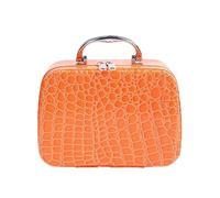 Cosmetic Bag Luxury PU Cosmetic Case for Woman Professional Makeup Bags Travel Organizer Case Beauty Necessary Make up Storage Beautician Box for Daily Travel(Orange M)