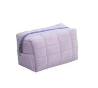 Cosmetic Bag Makeup Bag Large Solid Color Cosmetic Cute Fur for Women Travel Make Up Toiletry Washing Pouch Plush Pen Zipper(Purple-01)