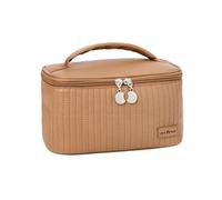 Cosmetic Bag Makeup Bags for Women Travel Toiletry Cute Cases Bag Portable Solid Color Makeup Organizer Box Cosmetic Bag PU Leather for Daily Travel(Coffee)