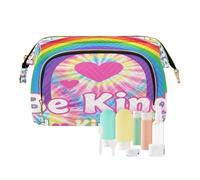 Cosmetic Bag Makeup Be Kind Tie Dye Rainbow Lightweight Women's Coin Purse Wallet for Card Key pouching Organizers