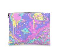 Cosmetic Bag, Pastel Space Galaxy Makeup Pouch for Women, Portable Small Zipper Travel Organizer, Perfect for Festivals and Everyday Use, Pastel, 7x9 Inch, Space