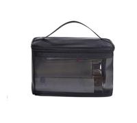 Cosmetic Bag Portable Mesh Ladies Cosmetic Bag Makeup Case Women Travel Zipper Make Up Organizer Wash Toiletry Beauty Storage Small Bag Pouch for Daily Travel(Black Single Layer)