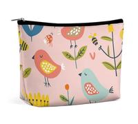 Cosmetic Bag Portable Toiletry Bag Creative African Culture Travel Makeup Bag Beauty Makeup Organizer Lipstick Bag for Women, Cartoon Birds and Bees, One Size