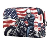 Cosmetic Bag Skull Motorcycle Travel Toiletry Bag Makeup Organizer Case for Women