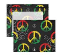 Cosmetic Bag Sturdy Plastic File Folder for 3 Ringing Binder 2 Pack Students Storing School Students Teacher Supplies Peace Sign Retro Pattern