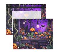 Cosmetic Bag Transparent Plastic Paper File Briefcase A4 Letter 2 Pieces Teacher School Supplies Enchanted Halloween Garden