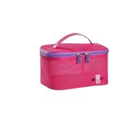 Cosmetic Bag, Travel Cosmetic Bag, Three-Layer mesh, Light and Durable, with Handle, Suitable for Travel Bathroom(Rose red)