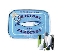 Cosmetic Bag, Travel Cosmetic Bag with Sardines in Box, Cosmetic Bag Funny Design Sardines in Box for Skin Care, Eyeshadow, Shampoo, blue, Fare riferimento alla descrizione, Please refer to