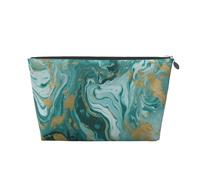 Cosmetic Bag Travel Makeup Bag for Women Large Make Up Azurite Teal Marble Organizer Toiletry Bags Zipper Pouch Purse