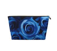 Cosmetic Bag Travel Makeup Bag for Women Large Make Up Blue Rose Organizer Toiletry Bags Zipper Pouch Purse