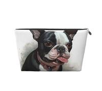 Cosmetic Bag Travel Makeup Bag for Women Large Make Up Boston Terrier Organizer Toiletry Bags Zipper Pouch Purse