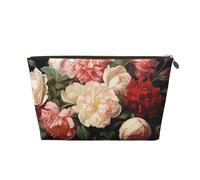 Cosmetic Bag Travel Makeup Bag for Women Large Make Up Bowl with Peonies and Rose Organizer Toiletry Bags Zipper Pouch Purse