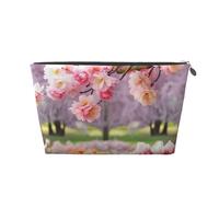 Cosmetic Bag Travel Makeup Bag for Women Large Make Up Cherry Blossom and Tulips Organizer Toiletry Bags Zipper Pouch Purse