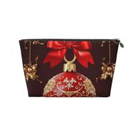 Cosmetic Bag Travel Makeup Bag for Women Large Make Up Christmas Ball Golden Bell Organizer Toiletry Bags Zipper Pouch Purse