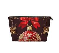 Cosmetic Bag Travel Makeup Bag for Women Large Make Up Christmas Ball Golden Bell Organizer Toiletry Bags Zipper Pouch Purse