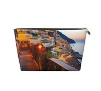 Cosmetic Bag Travel Makeup Bag for Women Large Make Up Positano Seaside Sunset Organizer Toiletry Bags Zipper Pouch Purse