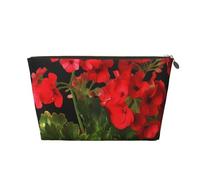 Cosmetic Bag Travel Makeup Bag for Women Large Make Up Red Geraniums Organizer Toiletry Bags Zipper Pouch Purse
