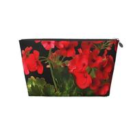 Cosmetic Bag Travel Makeup Bag for Women Large Make Up Red Geraniums Organizer Toiletry Bags Zipper Pouch Purse