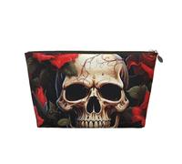 Cosmetic Bag Travel Makeup Bag for Women Large Make Up Skull Rose-Red Organizer Toiletry Bags Zipper Pouch Purse