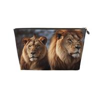 Cosmetic Bag Travel Makeup Bag for Women Large Make Up Two Lions Organizer Toiletry Bags Zipper Pouch Purse