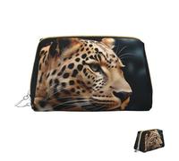 Cosmetic Bag Travel Makeup Bag Waterproof Toiletry Pouch Portable Wide Open Pouch A Leopard Sits Makeup Organizer Case Large Capacity Zipper Pouch Toiletry Bag for Women