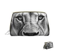 Cosmetic Bag Travel Makeup Bag Waterproof Toiletry Pouch Portable Wide Open Pouch African Lion Black and White Makeup Organizer Case Large Capacity Zipper Pouch Toiletry Bag for Women