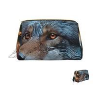 Cosmetic Bag Travel Makeup Bag Waterproof Toiletry Pouch Portable Wide Open Pouch Autumn Leaves and a Wolf Makeup Organizer Case Large Capacity Zipper Pouch Toiletry Bag for Women