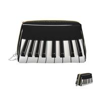 Cosmetic Bag Travel Makeup Bag Waterproof Toiletry Pouch Portable Wide Open Pouch Black White Piano Keys Makeup Organizer Case Large Capacity Zipper Pouch Toiletry Bag for Women